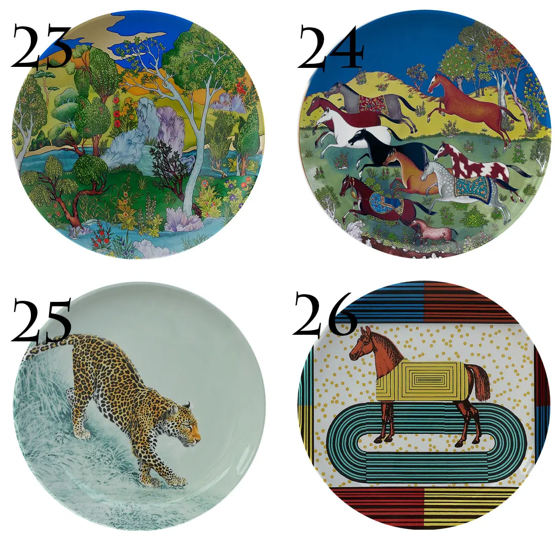 Platos decorativos de la serie Jungle Horse, plato de flores de plantas de cerámica de estilo europeo, redondo, artesanía de cerámica, caballo Oriental, plantas de jardín