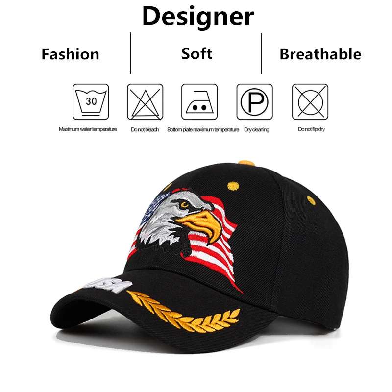 Unisex USA Eagle Embroidery Baseball Caps Spring and Autumn Outdoor Adjustable Casual Hats Sunscreen Hat