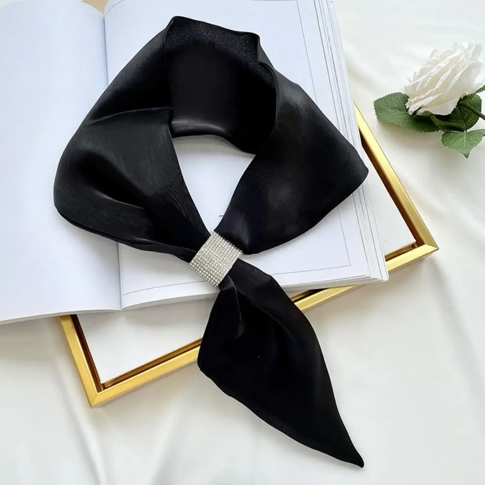 Fashion Satin Wraps Neck Diamond Solid Color False Collar Simple Soft Cross Scarves