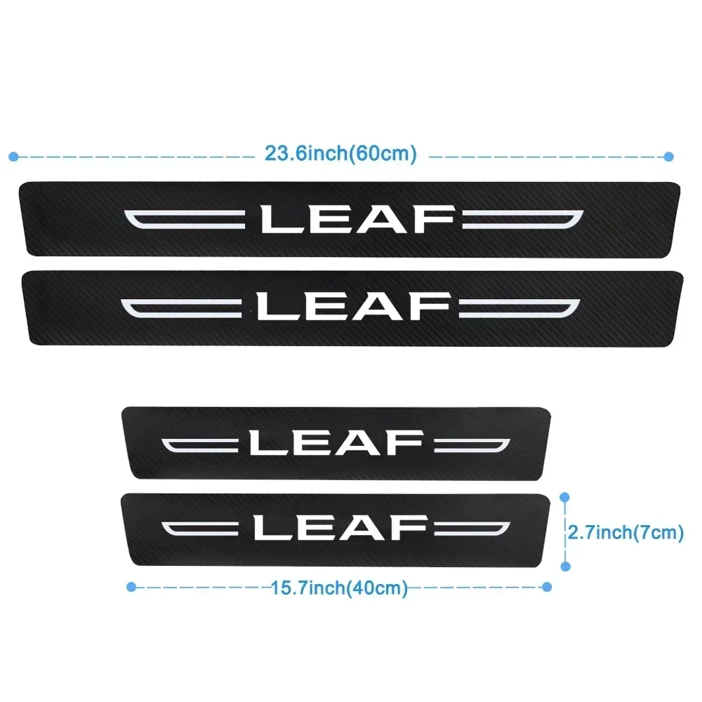 For Nissan Leaf Emblem Car Decoration Door Sill Scuff Plate Film Carbon Fiber Stickers Front Rear Door Bumper Protect Decals
