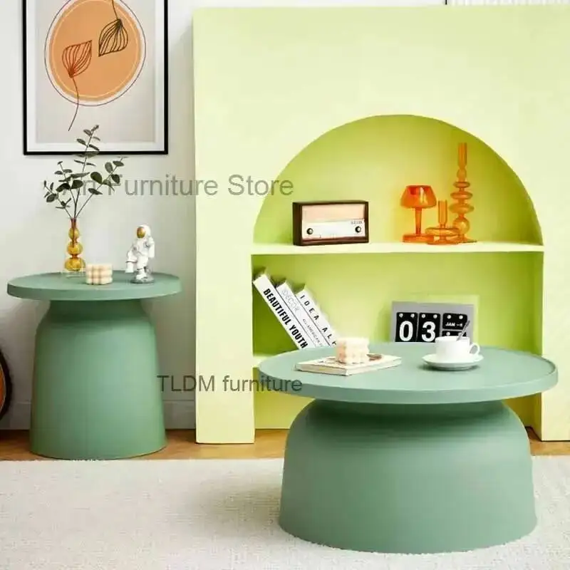 طاولة القهوة ذات التصميم الحديث لغرفة المعيشة الاسكندنافية طاولات القهوة الاكريليك البسيطة اليابانية المستديرة الأبيض أثاث ميسا دي سنترو دي سالا
