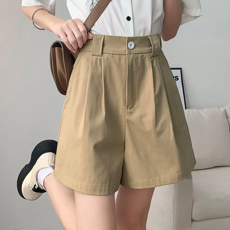 2025 New Wide Leg Shorts for Women Vintage Loose High Waisted Office Lady Suit Shorts Versatile Classic Loose Casual Short Pants