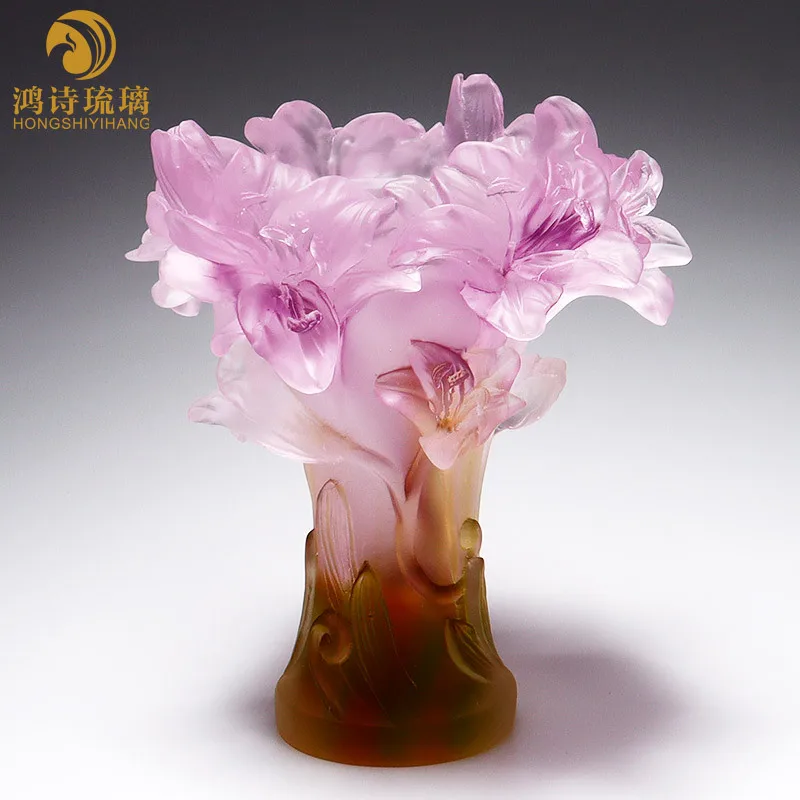hp-a  glazed art lily living room flower arrangement bedroom home light luxury vase decoration ornament-2pcs