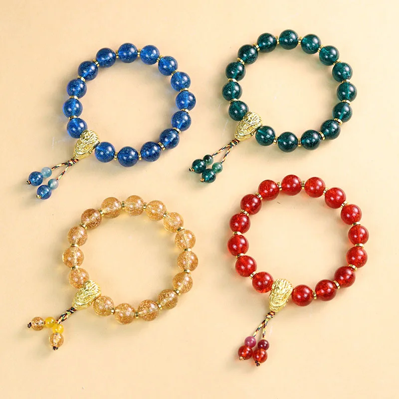 Oriental Zen Style Full Star Bracelet Incense Ash Glass Jewelry for Men and Women New Chinese Style Bracelet Gifts