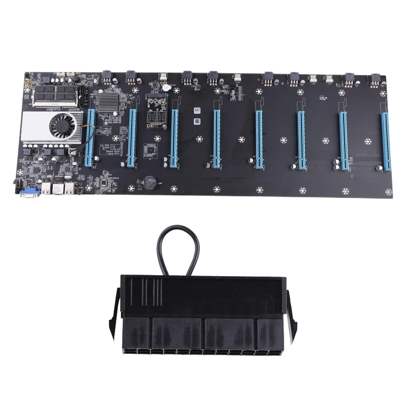 

BTC-37 Mining Motherboard Set Spacing 65mm CPU 8 Video Card Slots DDR3 Memory Integrated VGA Low Power Consume