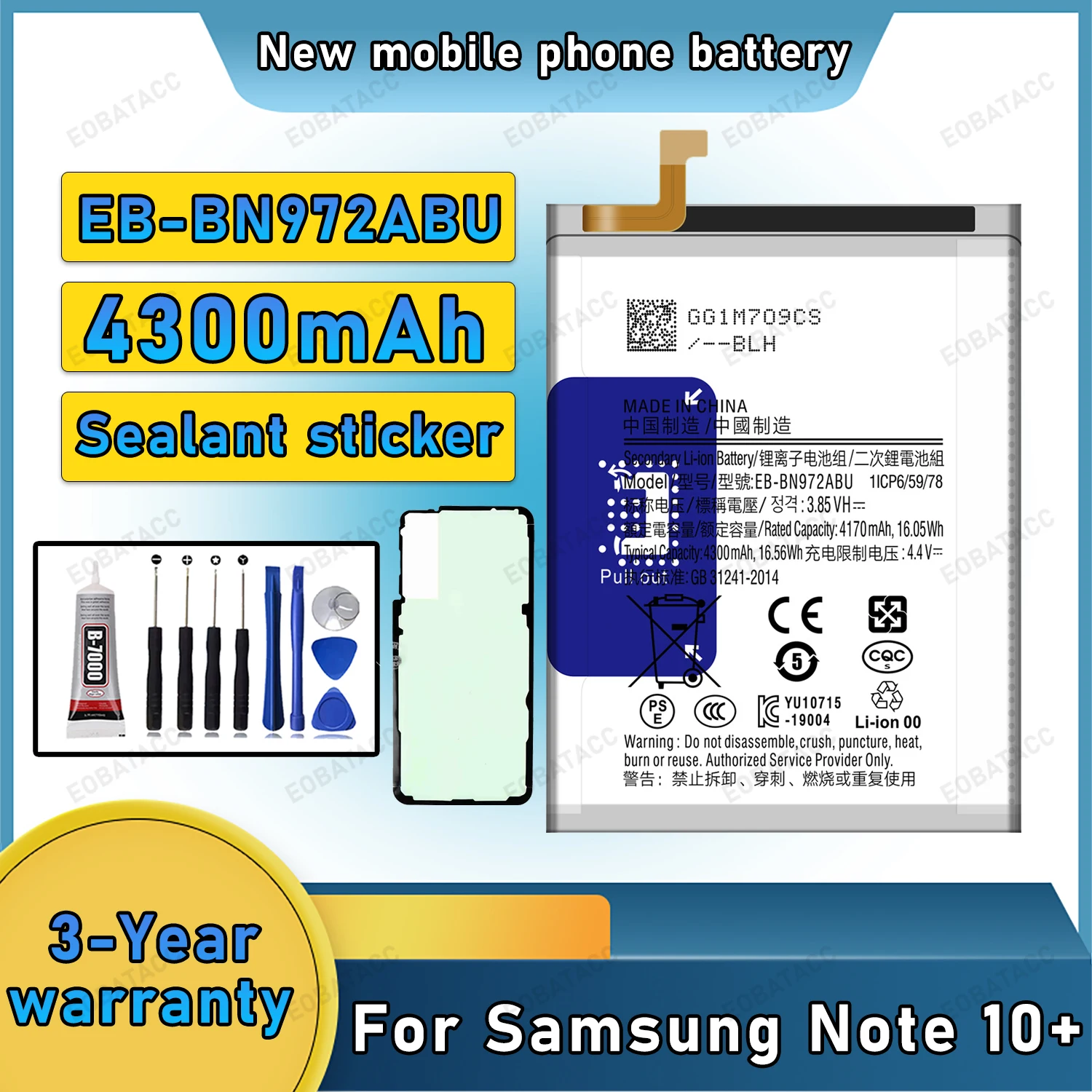 2026 Years 100% New EB-BN972ABU Battery For Samsung Galaxy Note 10+ Note 10 Plus 4300mAh Batteries+Free Tools