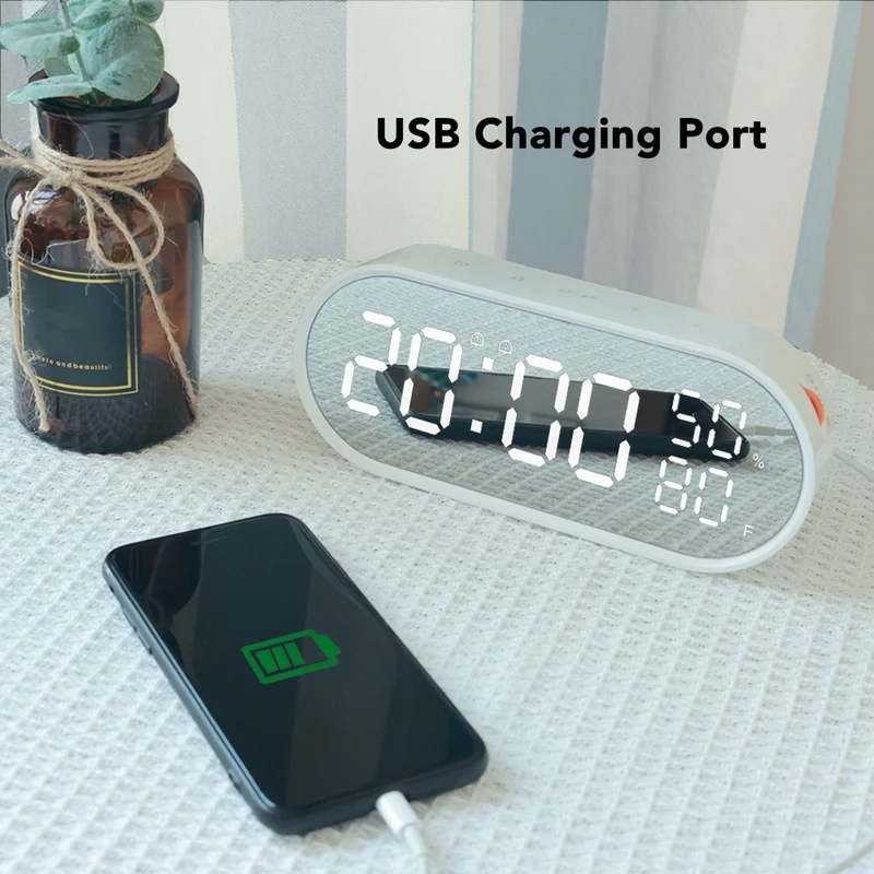 Mirror Clock Snooze 12/24 Digital Electronic Table Home Environment Hygrometer Sensors Station Tool