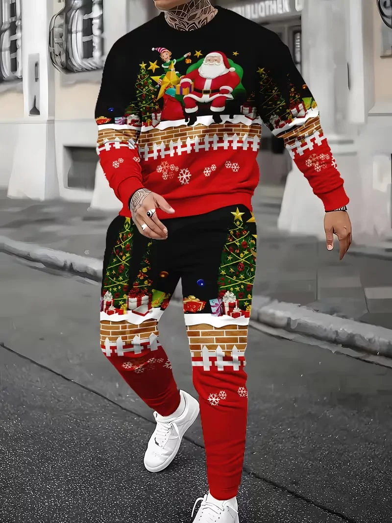 

Christmas Clothing Set Spring Autumn Men Women Fashion 3D Print Fashion Casual Sportswear Sweatshirt Jogging Pants 2Pcs Sets﻿﻿