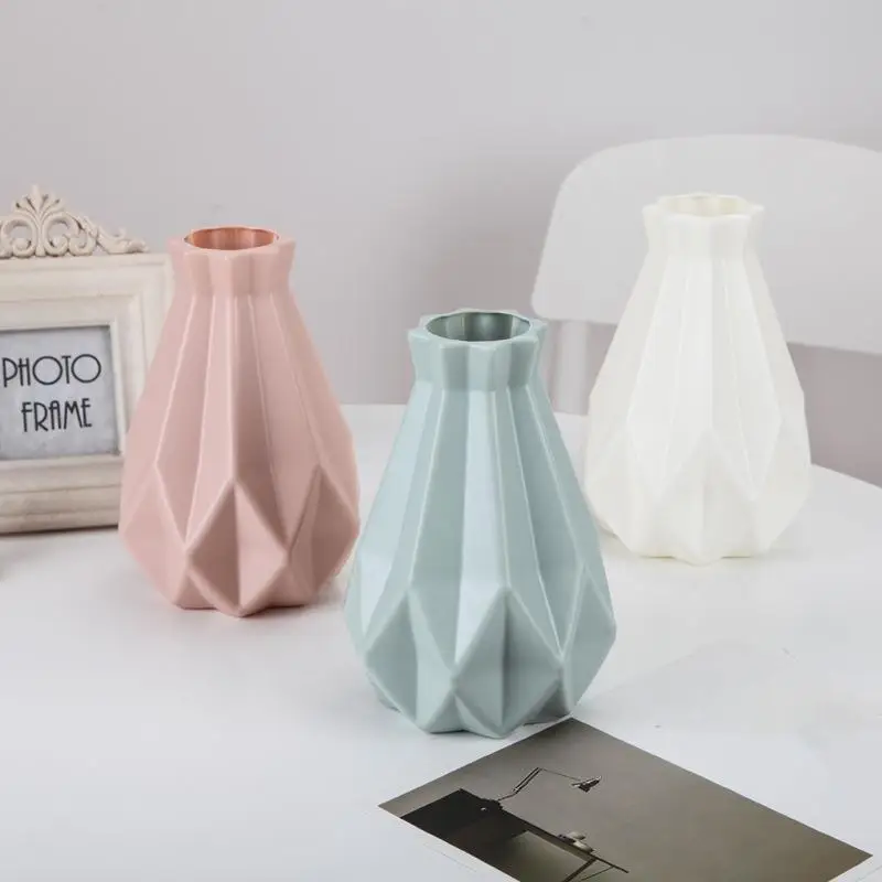 3 PCS Modern Vases Decoration Home Nordic Style Flower Arrangement Living Room Origami Plastics Flower Pot For Interior