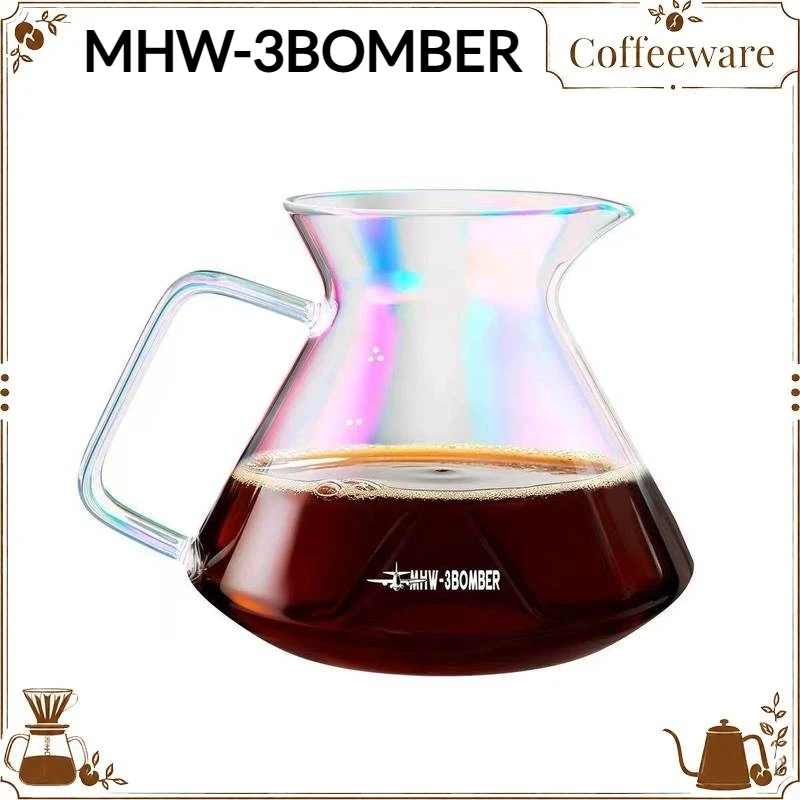 MHW-3B Hill Style Glass Coffee Server Heat Resistant Dripping Sharing Pot Graduated Measurement for Home Office Cafe Daily