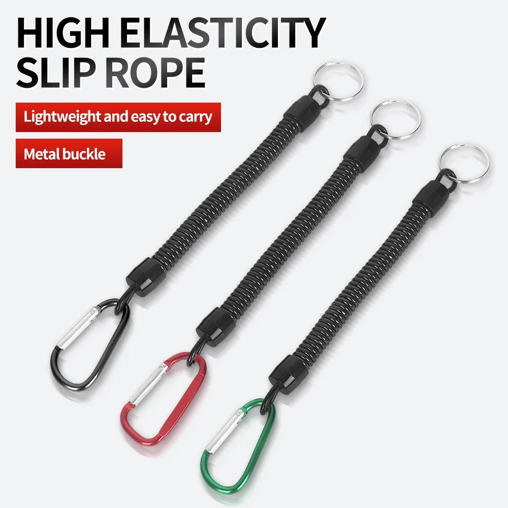 Cordones de pesca de 21cm, correa en espiral retráctil con mosquetón de TPU, cuerda de pesca para navegación, cuerda de retención, aparejos de herramientas de pesca, 3 uds.