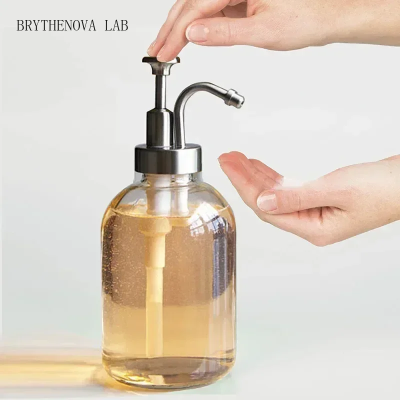 Press Nozzle Mouth Glass Bottle Hand Sanitizer Liquid Soap Lotion Solution Shower Gel Pump Bottle Nordic Bathroom Storage