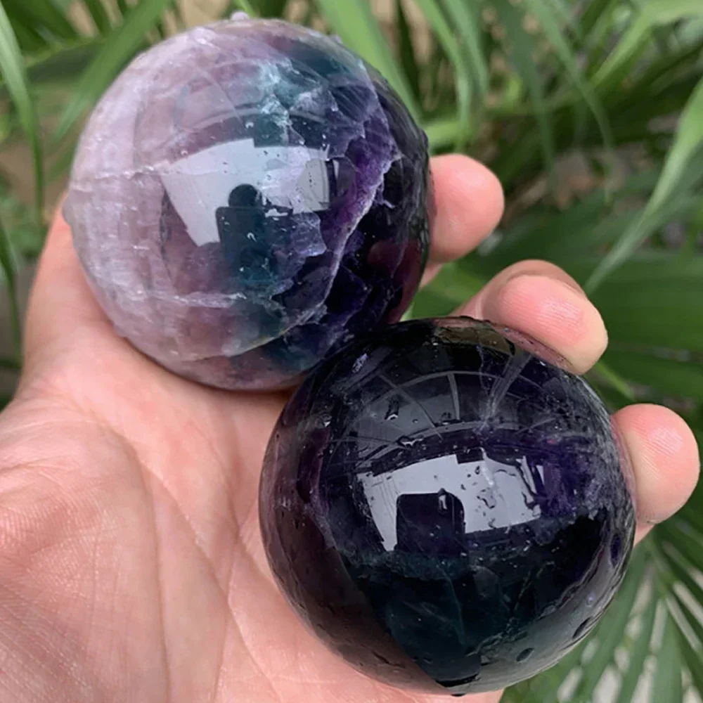 Natural Color Fluorite Quartz Crystal Ball Spheres Reiki Polished Massage Healing Exquisite Ore Souvenirs Gift 1pc Room Decor