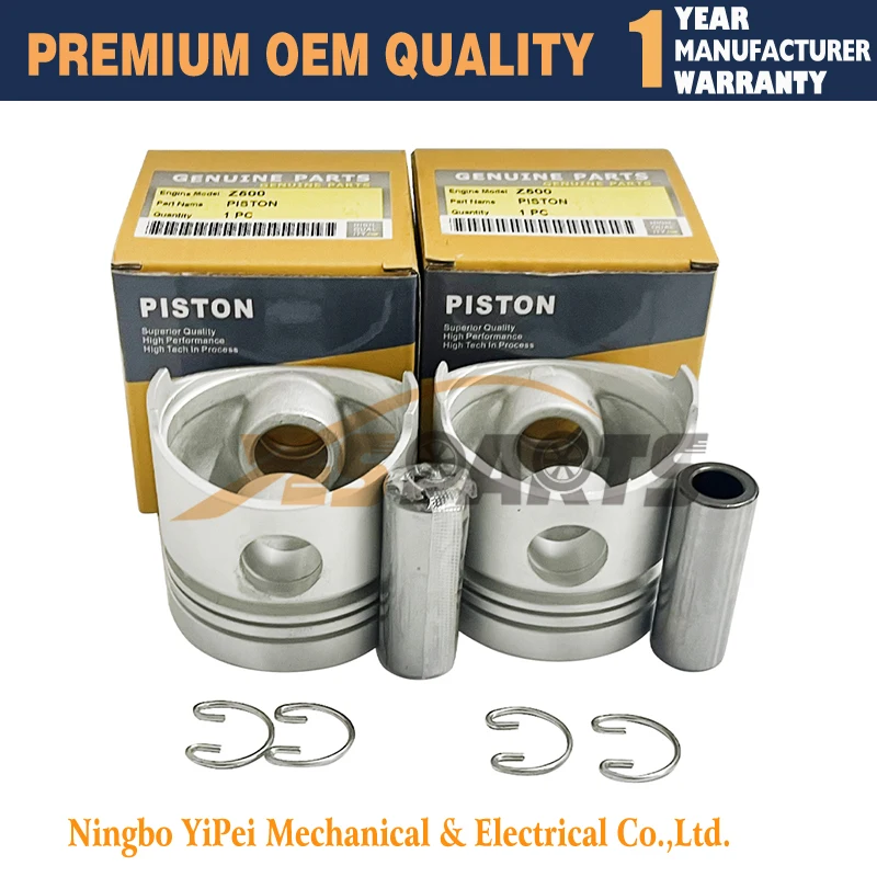

2 pcs Piston With Pin Clips STD 68mm for Kubota D750 Z500 ZB500 B5200 Diesel Engine 15261-21110