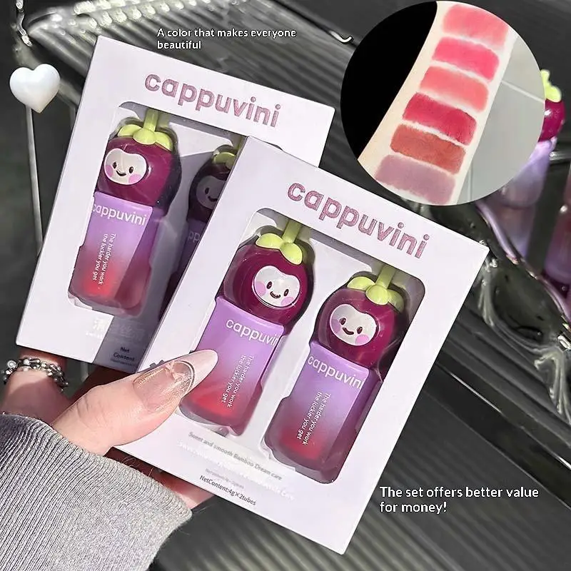 Cappuvini Matte Shimmer Lip Mud Air Dimming Velvet Mist Rose Red Lipstick Lift Long-lasting Waterproof Non-stick Cup Soft Makeup