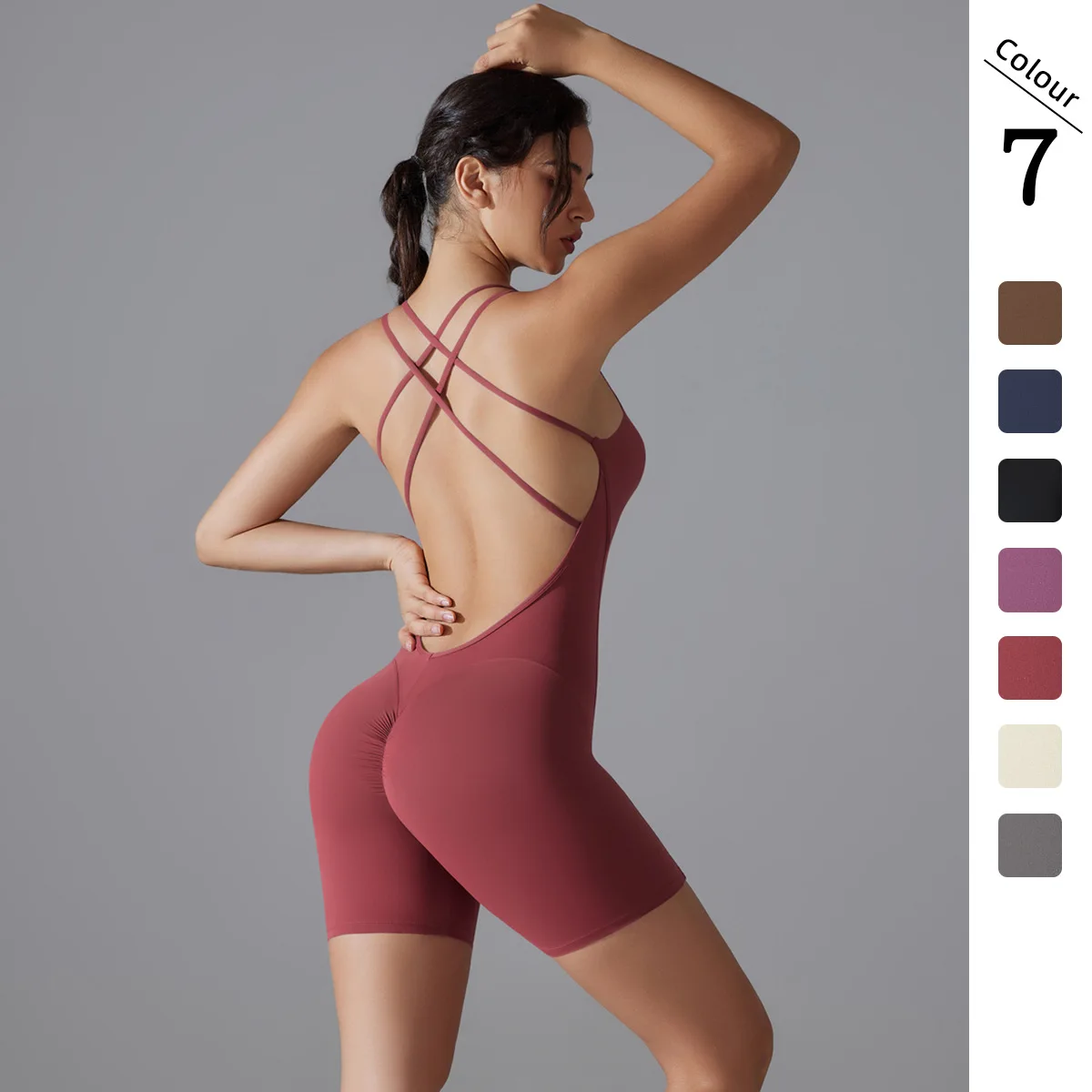 

Hip-lifting,high-elasticity,tight-fitting fitness yoga wear,cross-shaped beautiful back,no embarrassing lines,long pants jumpsui