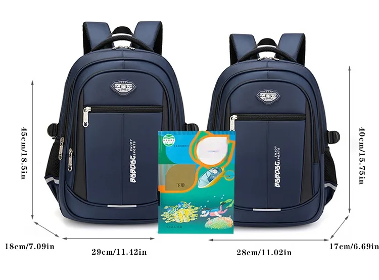 Bolsa de ombro grande para alunos do ensino fundamental, mochila escolar para meninos, leve, lazer, crianças, meninos, 1-3-6 graus, 6-12 anos de