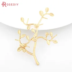 2PCS 60x70MM Pin 1MM 18K Gold Color Brass No Hole Flower and Tree Branch High Quality Diy Jewelry Findings Accessories