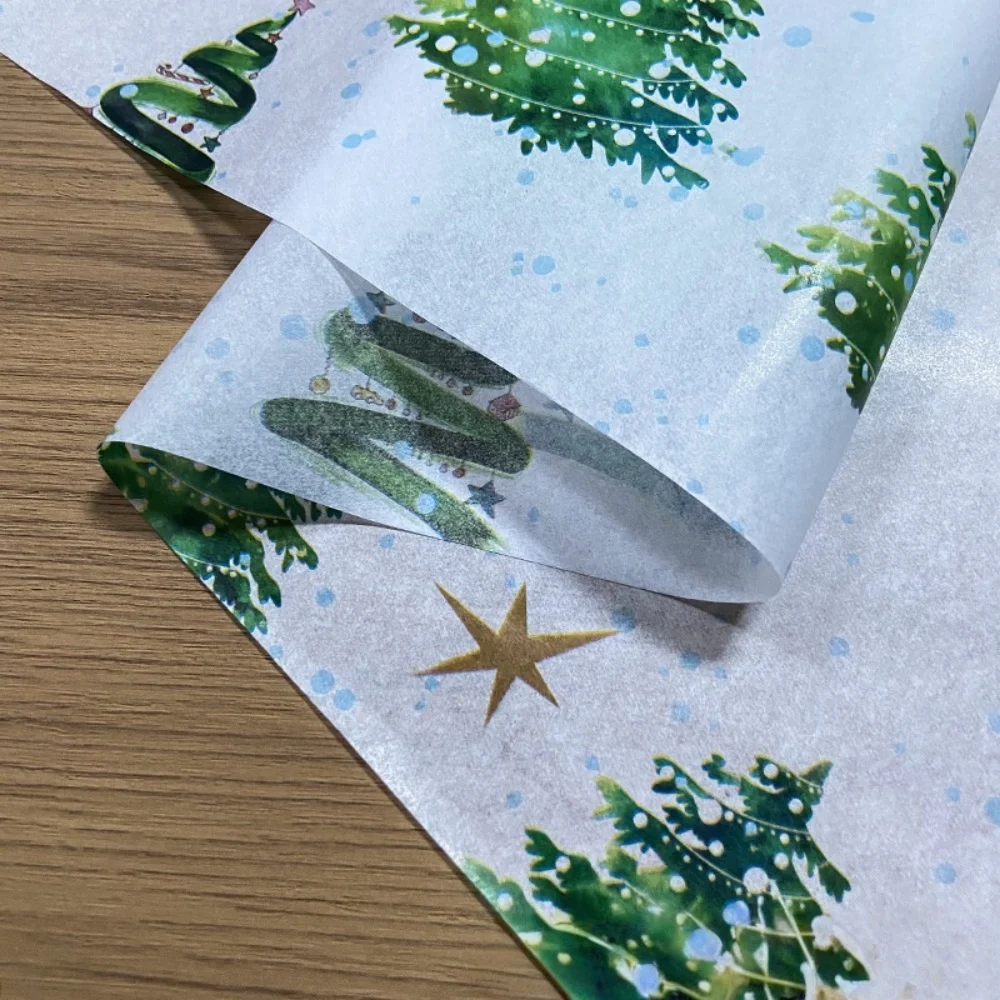 10/20 個の薄い紙、カラフルなライトとクリスマスツリーのパターン付き 50 センチメートル x 35 センチメートルギフト包装紙結婚式クリスマスギフト用
