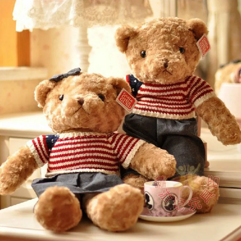 

Bear Boy And Girl With Clothes Birthday Gift Children Stuffed Plush Toy