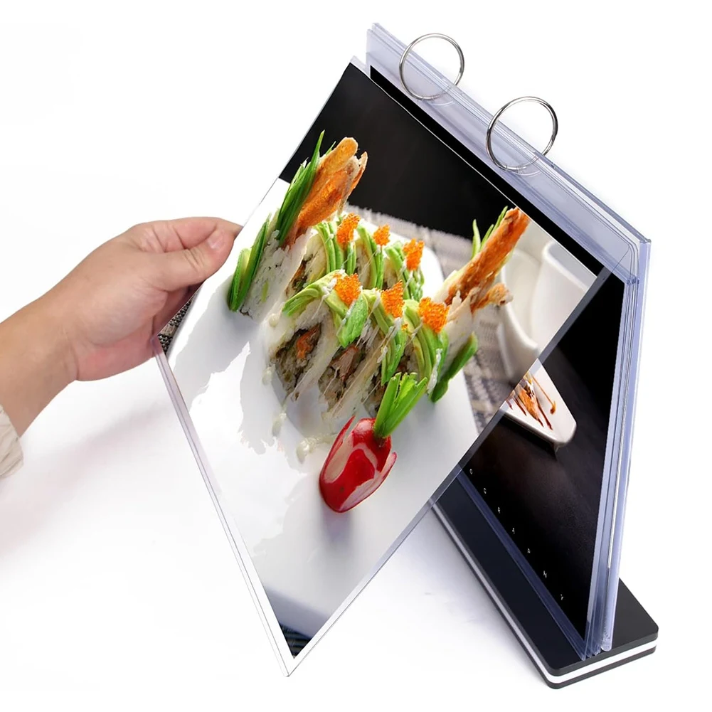 Ingenious-A5 T-Shaped Multi-Page Flip Acrylic Sign Holder, Menu/Photo/Advertising/Beverage Display Stand