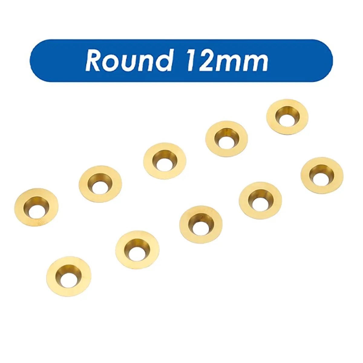 Titanium Coated Carbide Cutter Inserts for Wood Turning Tools, Round 12mm, 10pcs
