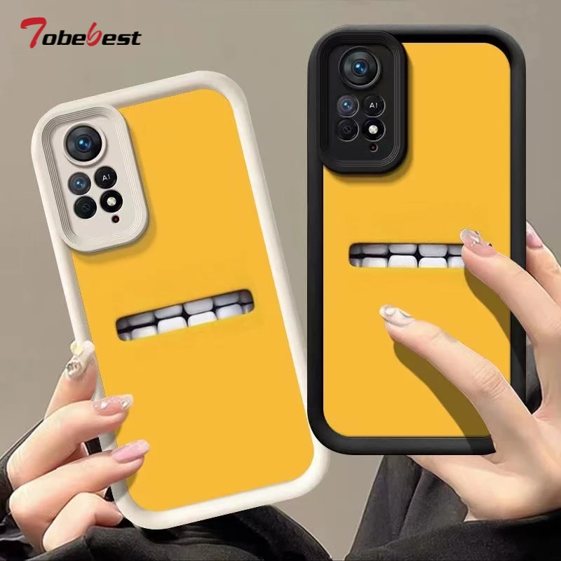 Funny teeth Silicone Case For Xiaomi Redmi Note 11 10 9 Pro Max 11S 10S 4G 5G Camera Lens Portector Cover