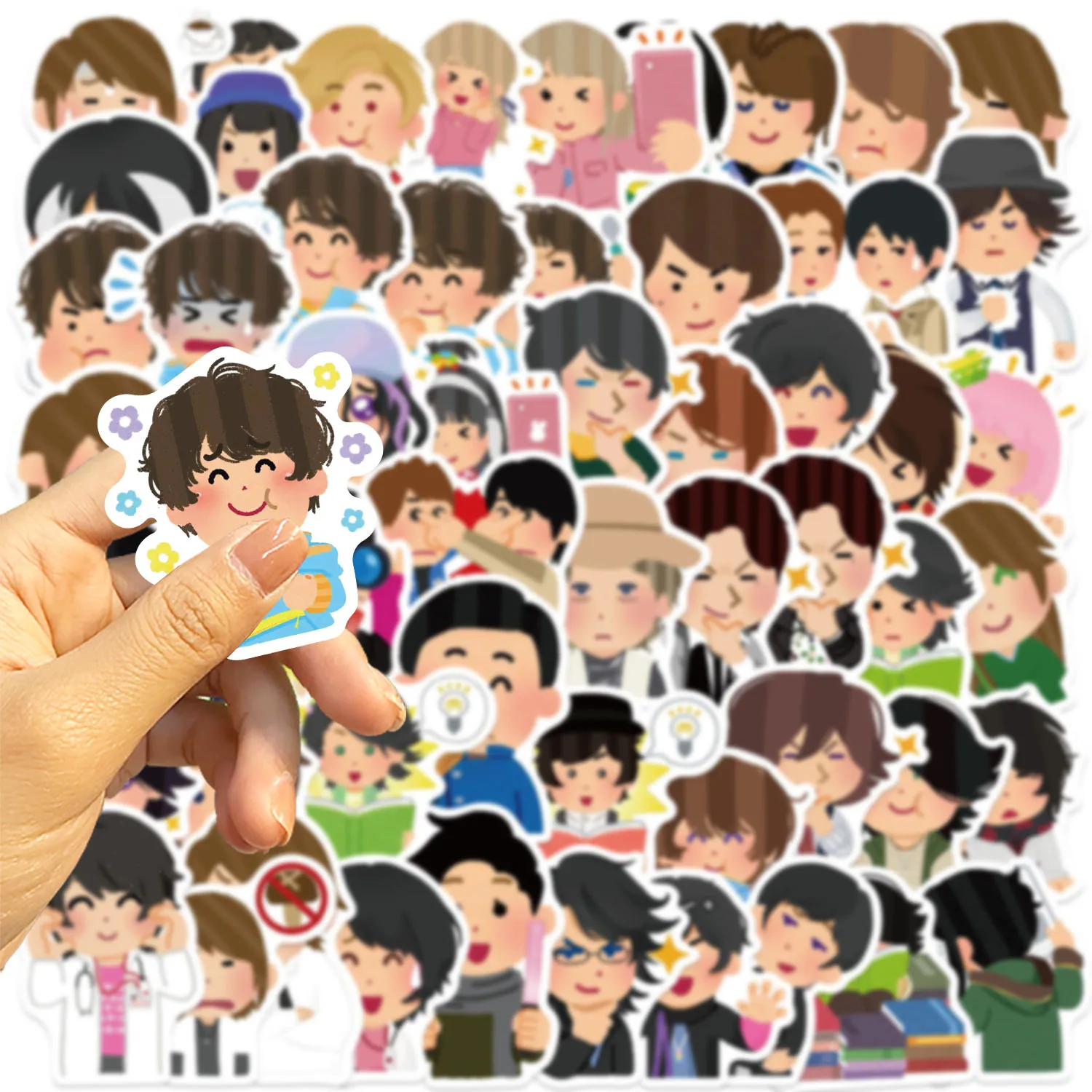 64PCS Fun Cartoon Kamen Rider Little Person Stickers Scrapbooking Collage Material Phone Cases Guitar Notebooks DIY Decorative