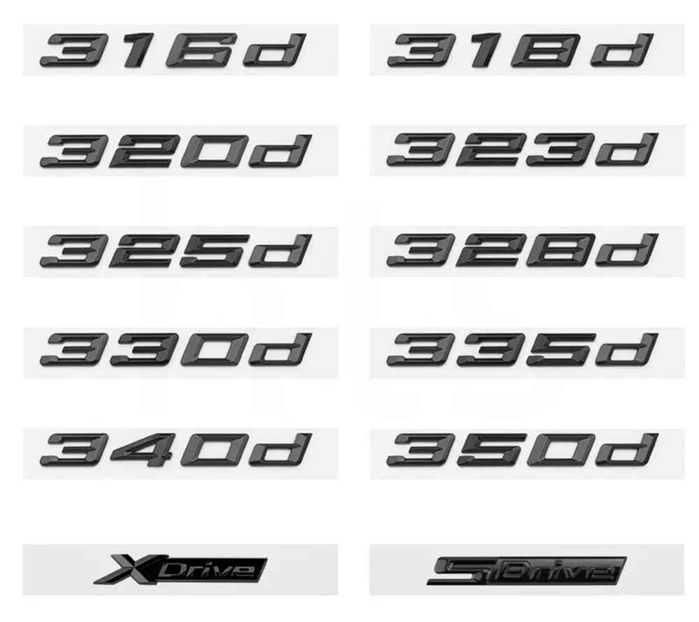 

Glossy Black 316d 318d 320d 325d 328d 330d 335d 340d Car Trunk Emblem Sticker for BMW Serie 3 E90 E91 E92 F30 F31 F34 G20 G21