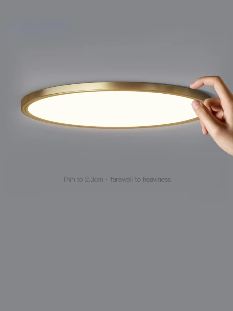 Modern Ultra Thin Copper Ceiling Mounted Light for Bedroom Living Room Kitchen Round Circle Decoration Lamp Nordic Hallway