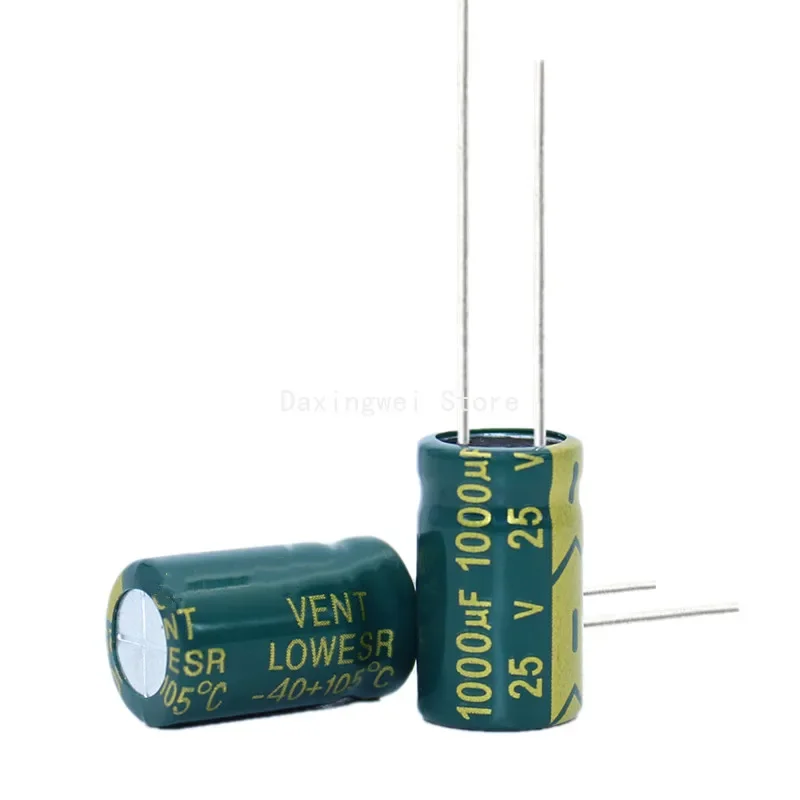 20 قطعة 25V1000UF الألومنيوم مُكثَّف كهربائيًا 10x17 مللي متر 10x20 مللي متر عالية التردد منخفضة المقاومة مكثف