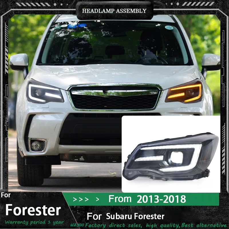 Car LED Headlight Assembly for Subaru Forester 2013-2018 modified Front lamp Daytime Running light Turn Signal low high beam
