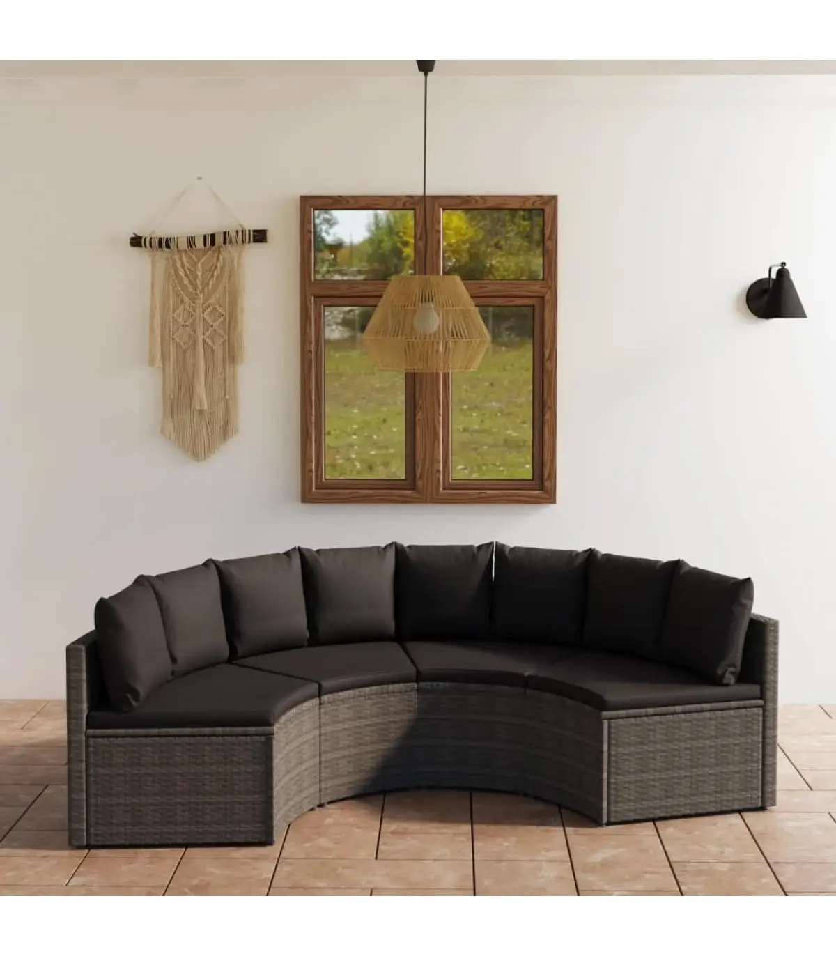 Garden sets garden sofas Set with cushions 4 PCs gray synthetic rattan