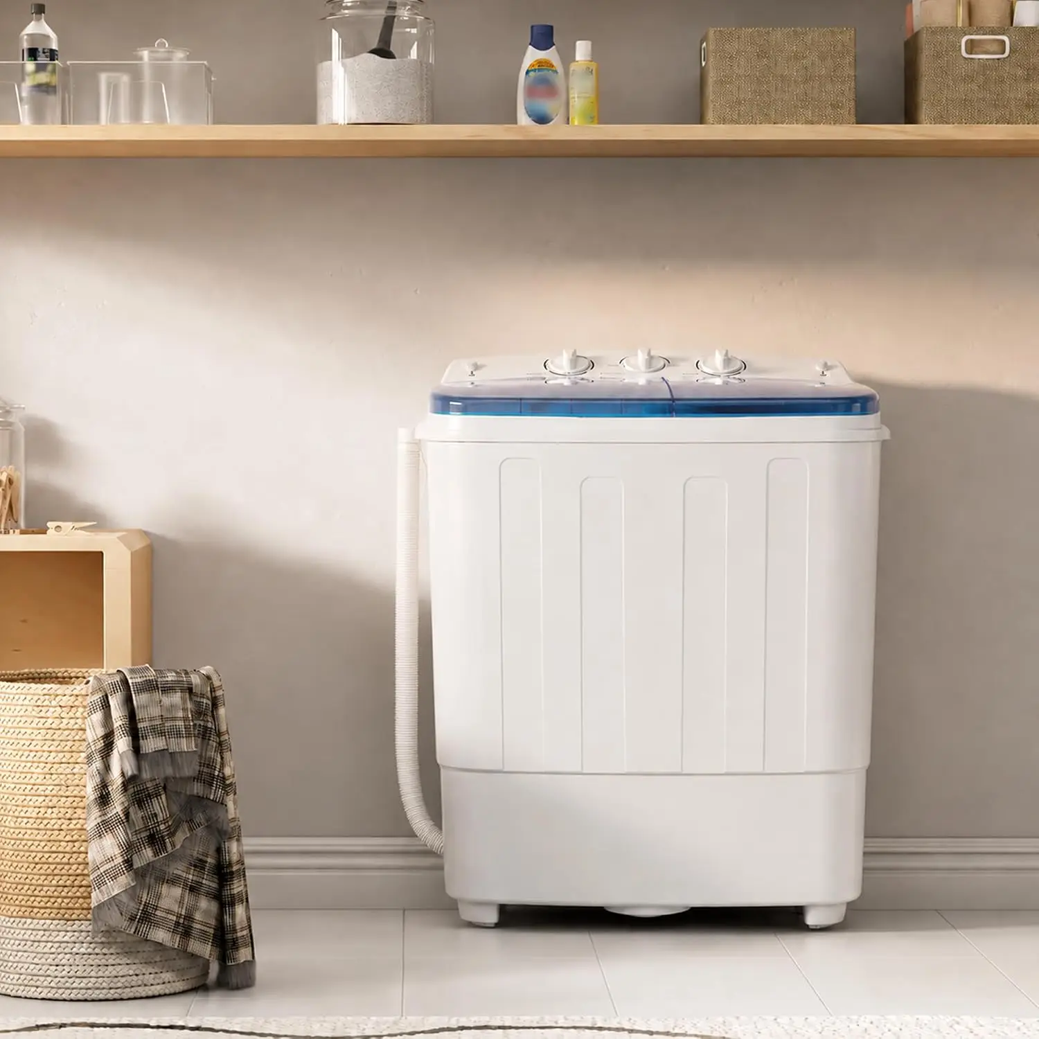 Portable Washing Machine,18 lbs Capacity,Washer and Dryer Combo Machine for Homes & Apartments,Twin Tub Laundry Washer with Spin Cycle