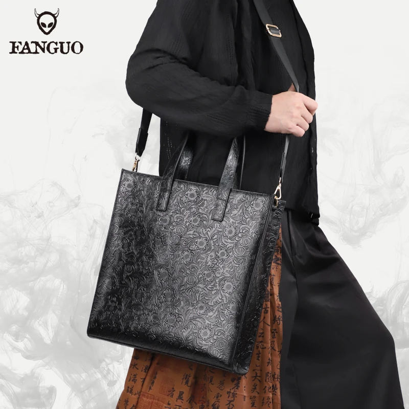 

Мужская большая сумка из натуральной кожи большой емкости, трендовая простая сумка на плечо из натуральной яловой кожи, сумка для ноутбука