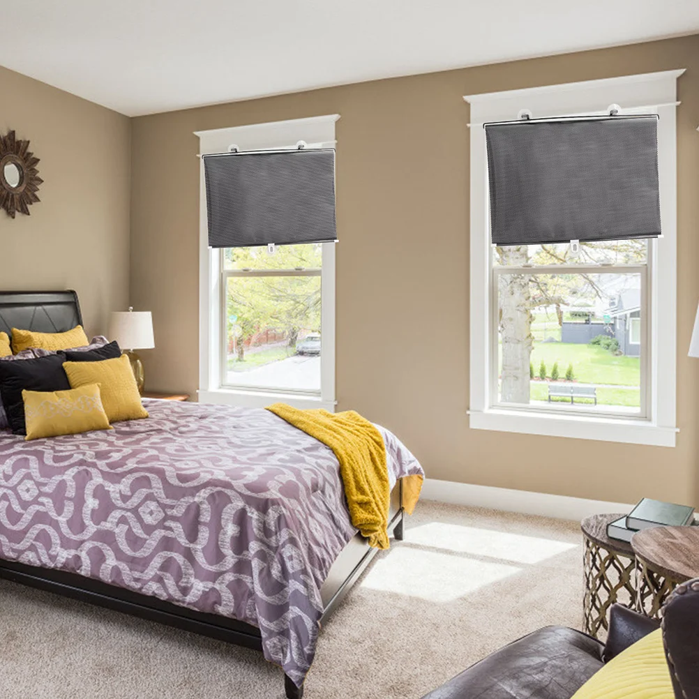 

2Pcs Suction Cup Sunshade Curtain Adjustable Size Breathable Mesh Design Home Office Window Shield Sun Protection