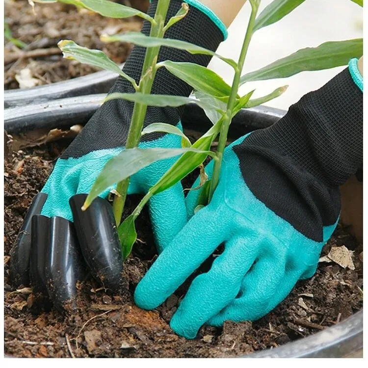 Garden Genie Claw Gloves, Waterproof Latex Coated Gardening Gloves for Digging Planting Weeding, Breathable Yard Work Gloves