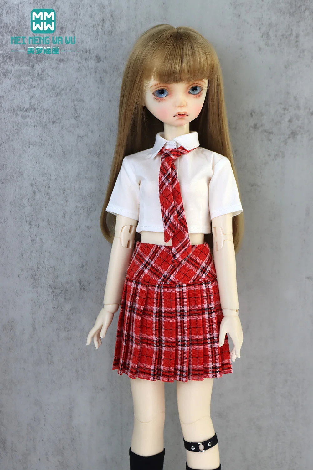 BJD doll clothes 1/4 1/3 moving ball joint doll school uniform skirt pleated skirt short sleeve shirt