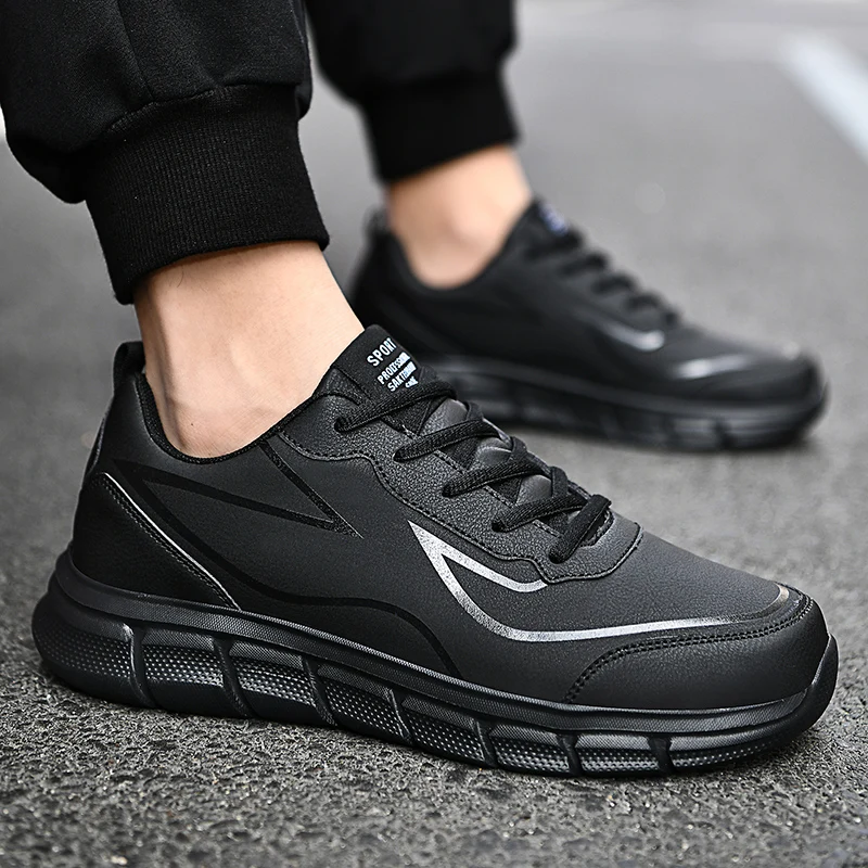 Mens Leather Sneakers Casual Walking Shoes Size 48 Male Running Outdoor Sports Lightweight Comfortable Athletic Training Jogging