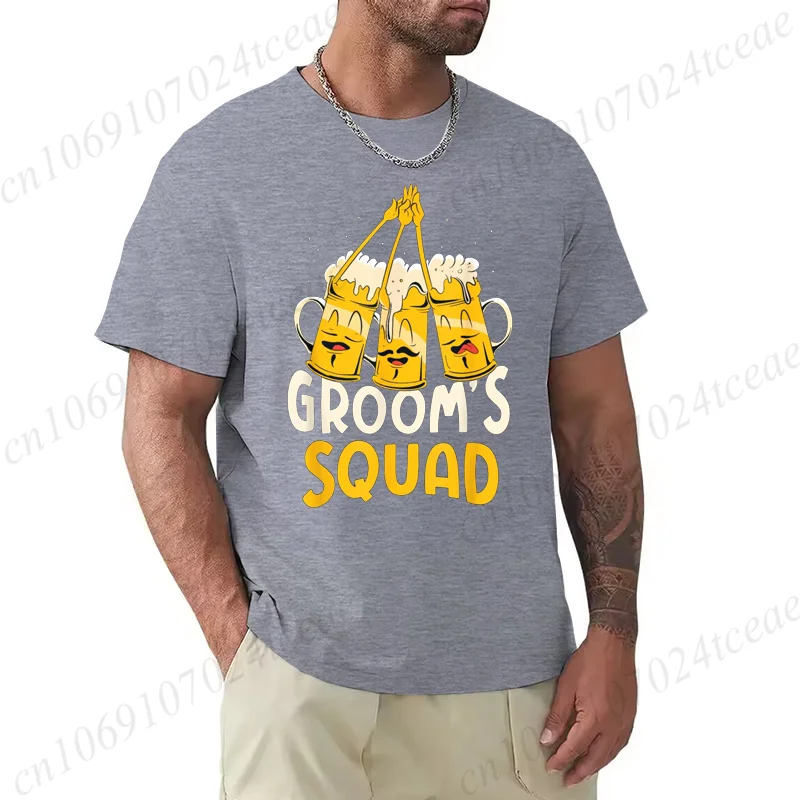 Fashion Casual Men's T-shirt Top Casual Men T Shirt O-neck Top Groom's Squad Team Bachelor Groom Party Bride Men Tee Clothing