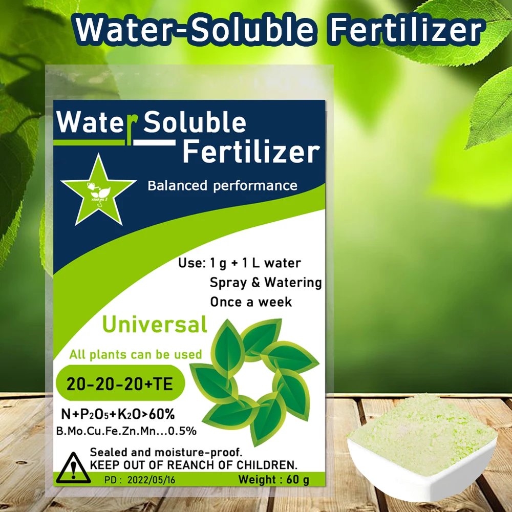 Universal NPK Water Soluble Plant Food Growing Flower for Home Garden, Professional Flower Fertilizer, 60 g