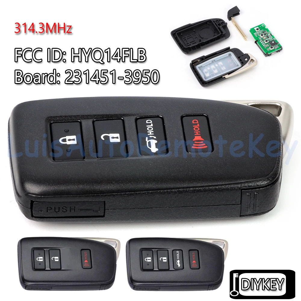 3/4 Buttons Smart Remote Car Key Fob 314.3MHz dla Lexus IS300, IS350, RC300, RC350, RC F, NX300, RX350, RX450h HYQ14FLB – Ocena i Poradnik
