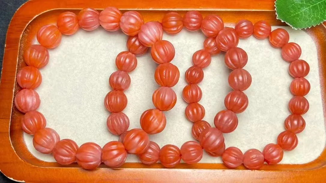 Unit One Bracelet Cost Effective Natural Red South Agate Crystal Healing Pumpkin Carving Bead Bracelet