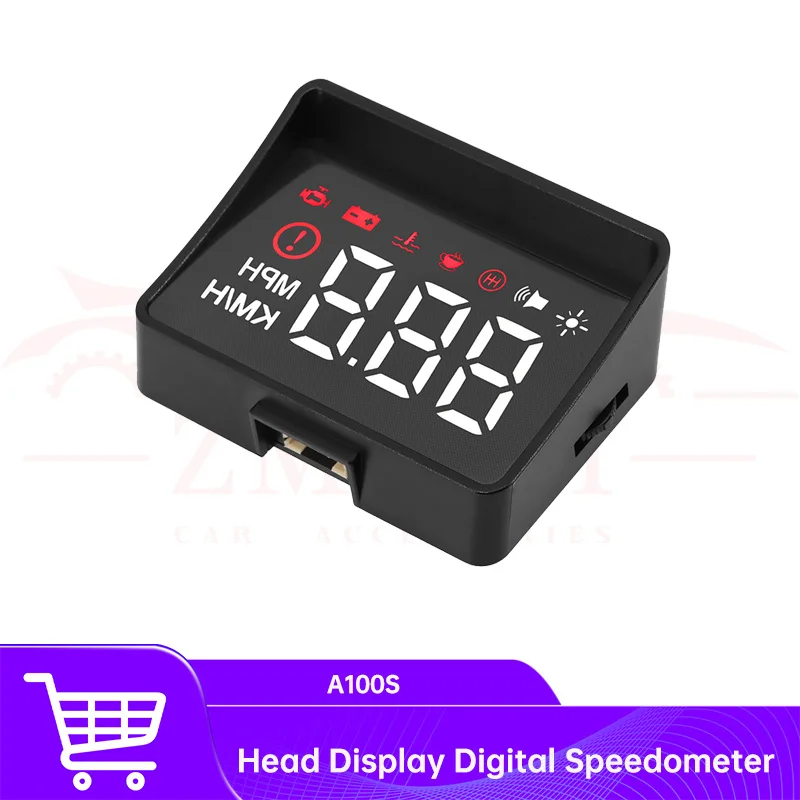 A100S Windshield Projector OBD2 II EUOBD Car HUD Head Up Display Overspeed Warning System Voltage Alarm With Lens Hood