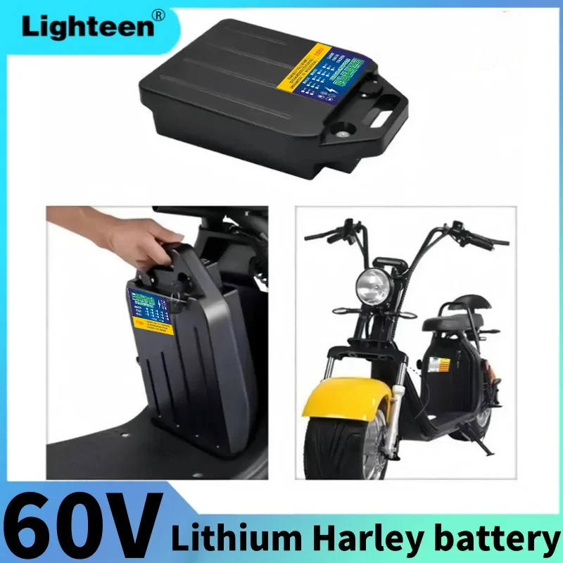 

Harley Electric Vehicle Battery 60V 20Ah-40Ah 18650 Waterproof Lithium Battery 2000W for Electric Motorcycle Scooter Bicycle