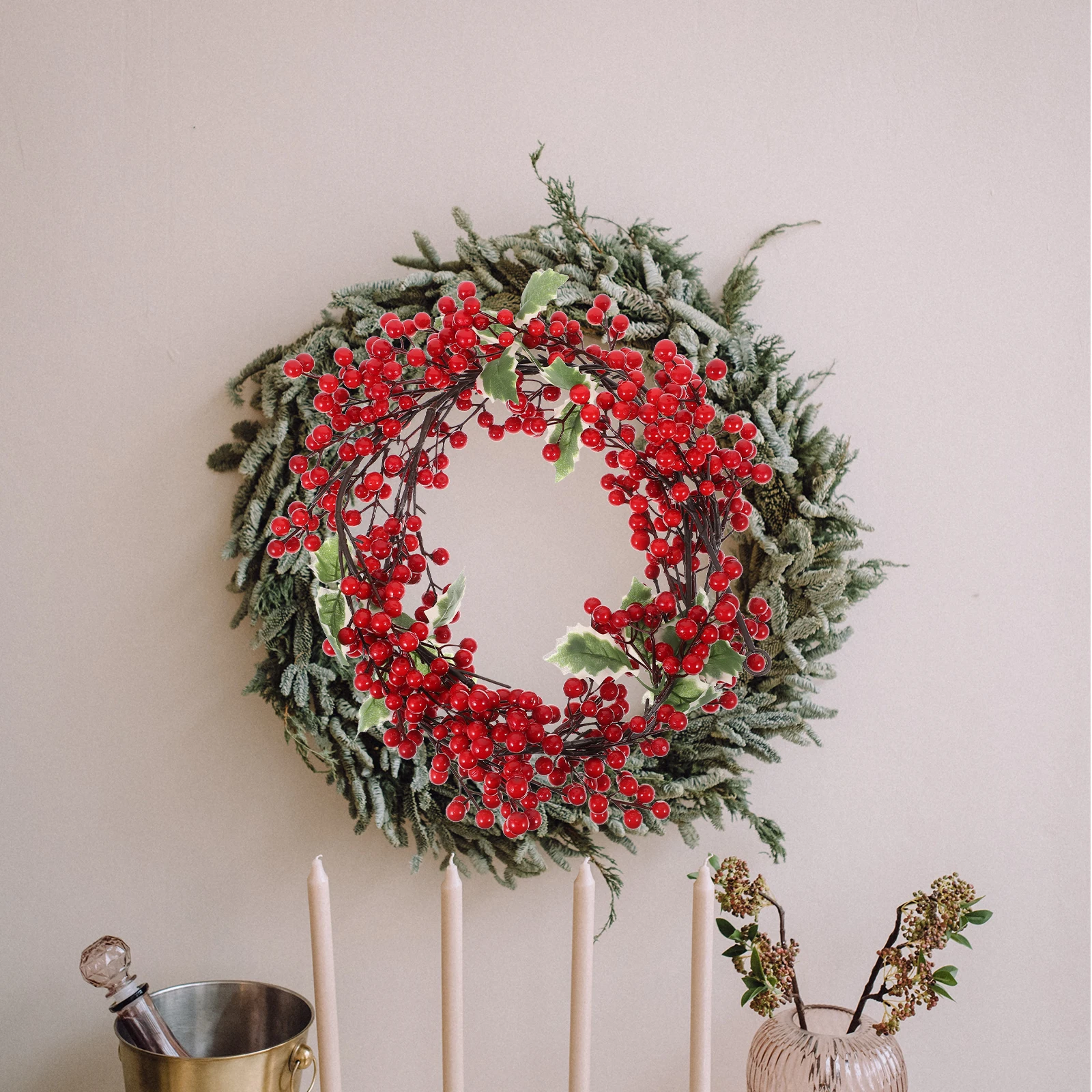

Simulated Rattan Decoration Christmas Xmas Hanging Decorations Emulated Red Fruit Decorative Plant Vine