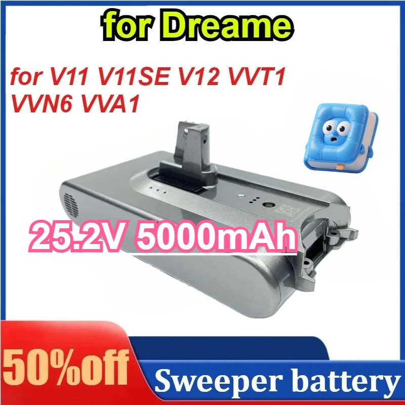 

25.2V 5000mAh Replacement Battery for Dreame V11 V11SE V12 VVT1 VVN6 VVA1 Wireless Vacuum Cleaner 18650 Battery Pack BMS