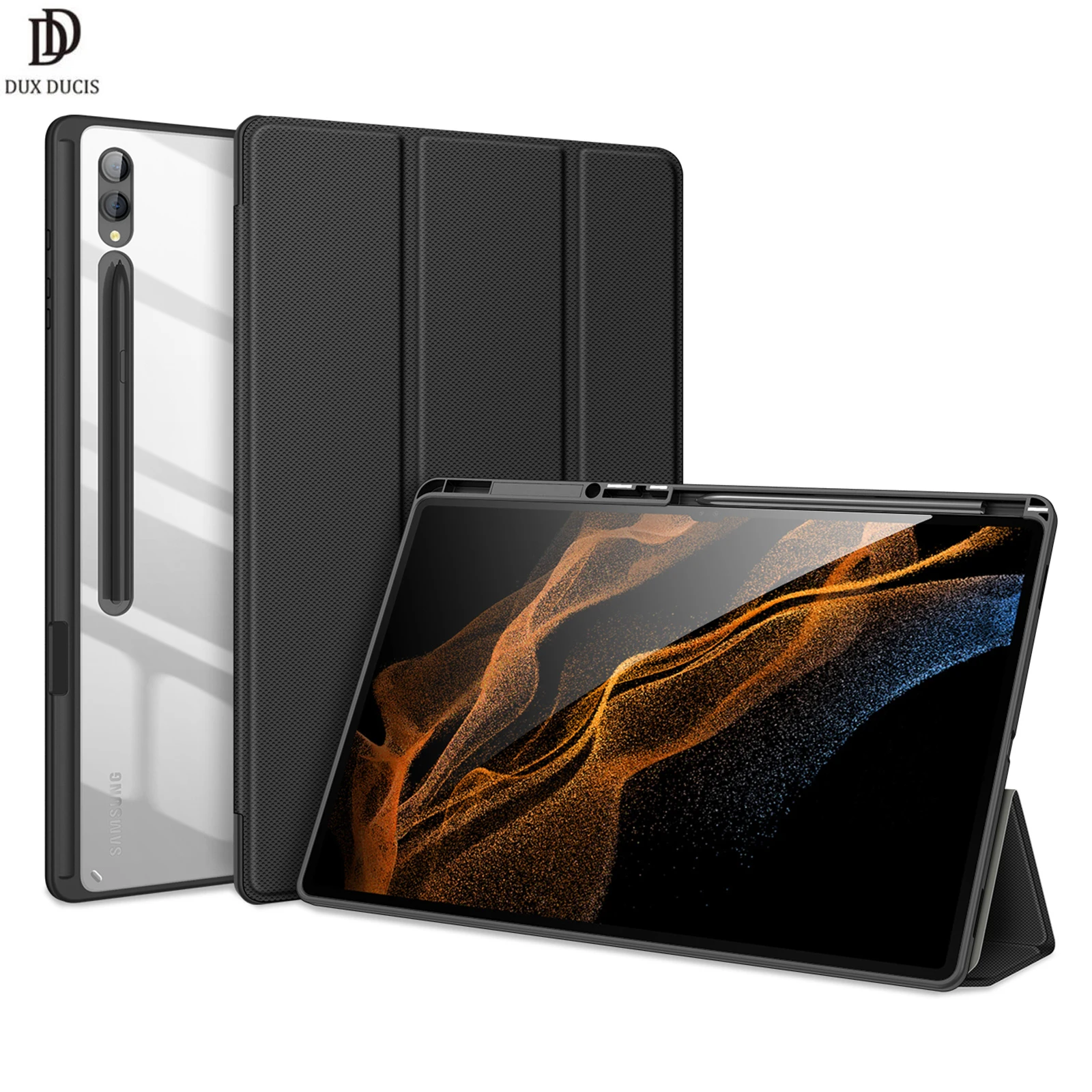 DUXDUCIS Tablet Leather Case For Samsung Tab S8 S9 Ultra/S7 S9 FE/Tab S7 S8 S9 A9 Plus Smart Cover Sleep Wake with Pencil Holder