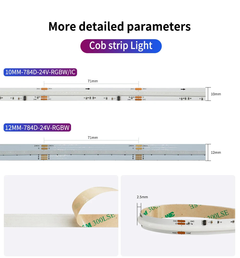 DC24V COB LED Strip Light WS2814 784Leds/m Addressable IC RGBW RGBNW RGBWW Flexible Dream Colors FOB COB Tape RA90