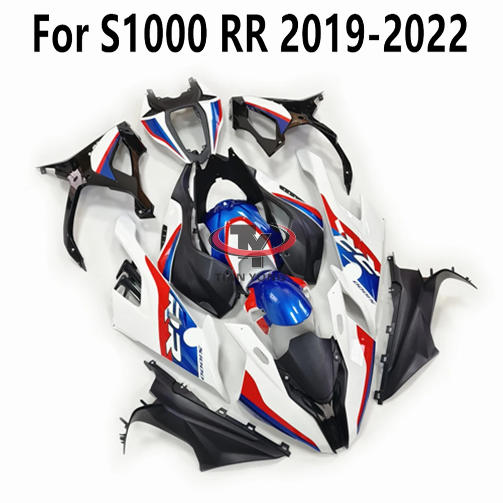 For S1000RR S1000 RR 2019-2020-2021-2022 Bright White Blue Red Prints High Quality Full Fairing Kit Bodywork Cowling